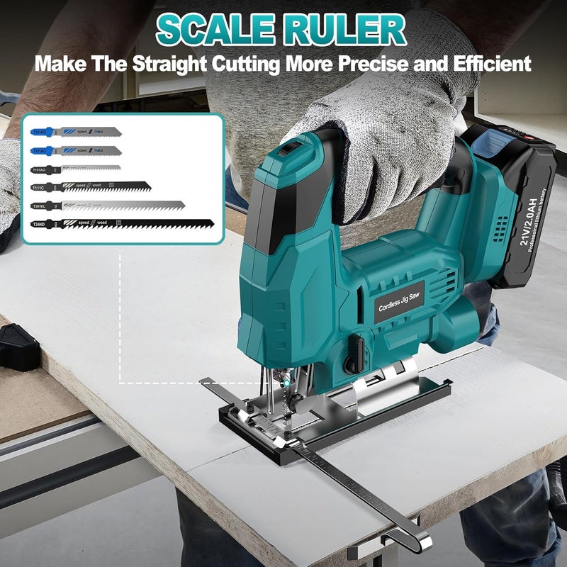 CAMXTOOL Jigsaw, Cordless Jig Saw Tool for Makita 18V Battery, Varible Speed, with LED Light, 0°-45° Bevel Cuts, 3-Position Orbital Jigsaw for Wood/PVC/Metal Cutting (Tool Only) - Image 4